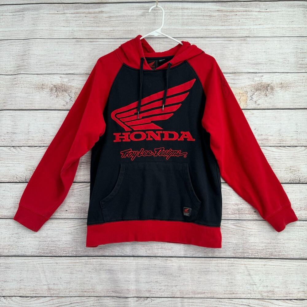 Honda x Troy Lee Designs Embroidered Hoodie Sweatshirt Men's Size M Red/Black‎
